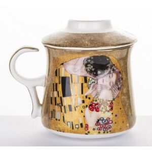 Klimt A csók porcelán bögre fedővel - Klimt