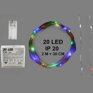 20 LED-es elemes fényfüzér színes fénnyel, 2 méter hosszú, IP20 - Nonbrand Fényfüzér