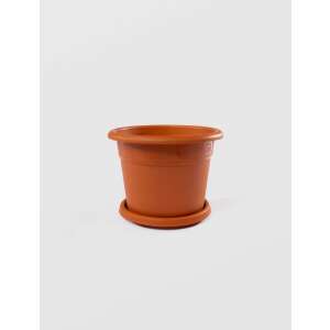 Barna műanyag virágcserép tálcával, 30x23 cm - Sterk