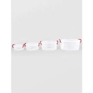 4 db Mercaton® kerek műanyag tároló készlet oldalfogantyúkkal és szoros fedéllel, átlátszó, 300 ml, 600 ml, 1,5 L, 2,4 L - Sterk