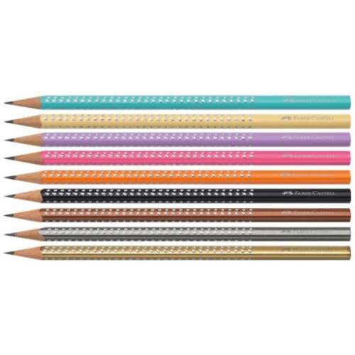 Faber-Castell Sparkle színes ceruzák, 12 darabos fémdobozos készlet, háromszög alakú