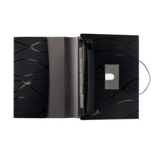 Esselte Vivida 6-częściowy czarny segregator harmonijkowy z gumowym zapięciem - Folder harmonijki