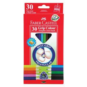 Faber-Castell Grip Colour háromszögletű színes ceruzák, 30 db-os, nem mérgező, 3,3 mm-es bél - Színes ceruza