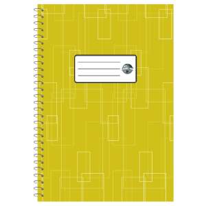 A4-es spirálfüzet 70 lapos, franciakockás, sárga borító geometriai mintával - Fortuna