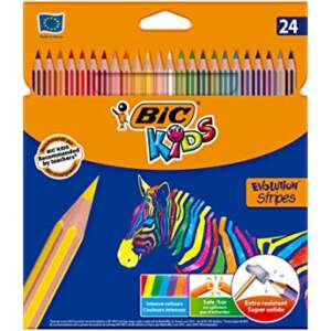 Bic Kids Evolution Stripes 24er Pack Farbstifte, sicher für Kinder, extra widerstandsfähig, intensive Farben - Farbstifte
