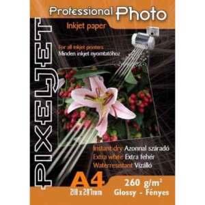 Pixeljet 10x15cm Professional fényes inkjet fotópapír 260gr. 50 ív + Akció: A6 fényes 260gr. 5ív 61967675 