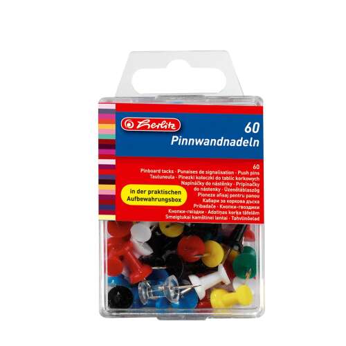 Herlitz színes térképtűk, 60 db-os dobozban