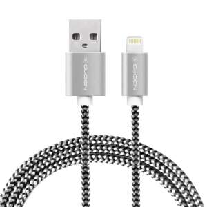 GoGEN Lightning kábel 3m, ezüst, fonott, USB A - Lightning - Adatkábel