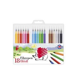 Ico Fibrepen filctoll 18 darabos készlet, vízbázisú, 1 mm vonalvastagság, 800 m íráshossz - ICO