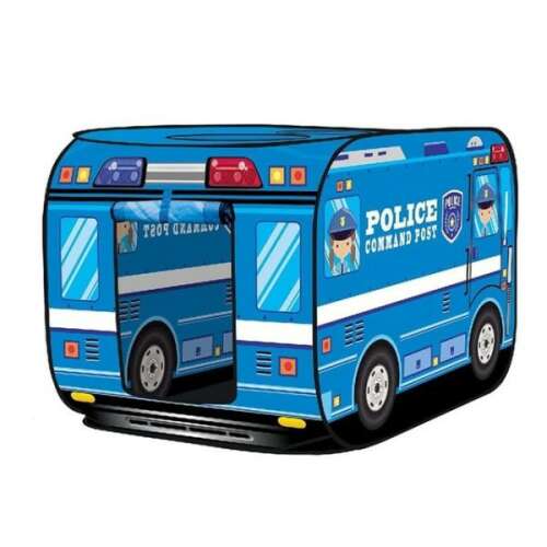 Kék rendőrautó alakú játszósátor gyerekeknek, könnyen felállítható, 112 x 70 x 70 cm