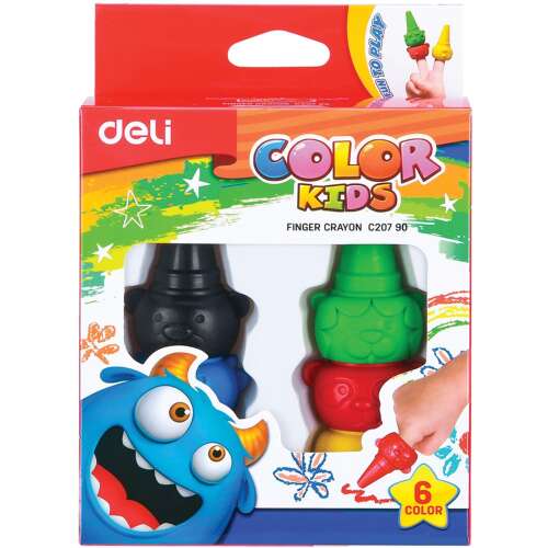 Zsírkréta, ujjra húzható, DELI Color Kids, 6 különböző szín (DEC20790)