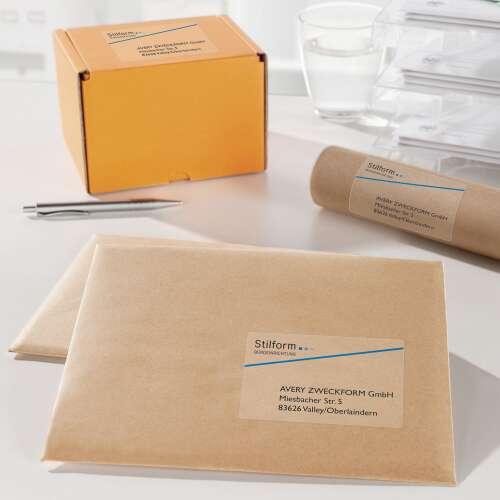 Avery Zweckform Transparente Versandetiketten, transparent, A4 Format, Tintenstrahldrucker, für Umschläge und Pakete