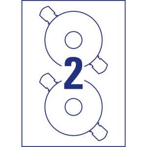 Avery Zweckform L6043-100 CD DVD címkék, 2 címke lapon, 117mm külső átmérő, 41mm belső átmérő, ClassicSize, fehér, nyomtatható - Avery