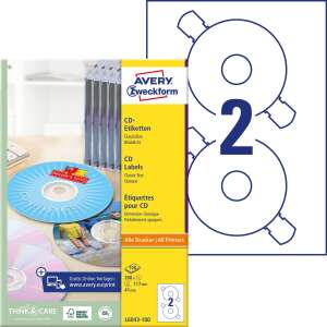 Avery-Zweckform L6043-100 CD DVD univerzális címke külső átmérő 117mm belső átmérő 41mm 100ív/doboz 66463124 