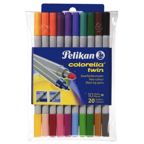 Pelikan Colorella Twin 10er Pack mit zweifarbigen Filzstiften, 20 Farben