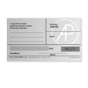 Pátria Nyugtatömb egysoros, 50 oldal, 2 példány, 40 tömb/csomag - Irodai papíráru