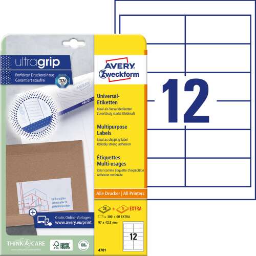 Avery Zweckform Univerzális Címke - 97x42,3 mm - 300 db 66453307