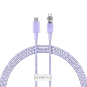 Kabel do szybkiego ładowania Baseus Explorer Series USB-C do Lightning, fioletowy, 1 metr, 20W - Kabel danych