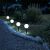 Garden of Eden LED solar globe lights illuminating a garden path at night.