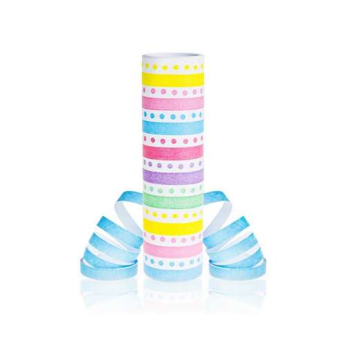 Rainbow Dots 4-metrowy kolorowy streamer imprezowy, 18 sztuk, niebieski, różowy, zielony, żółty, fioletowy