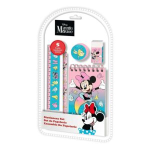 Disney Minnie Mouse Mermaid Stationery Set - 5 pieces including notebook, pencil, eraser, ruler, and sharpener - Homyl