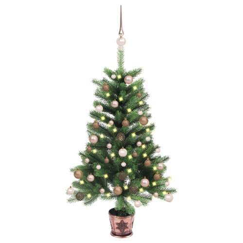 Műkarácsonyfa - 65 cm - LED-es - Rózsaszín Gömbök