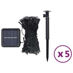 5 darabos kék napelemes fényfüzér napelemmel és földbe szúrható cövekkel - Fényfüzér