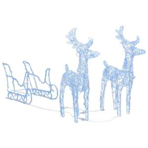 Akril rénszarvasos-szános karácsonyi dísz 160 led-del 130 cm 62038453 