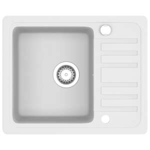 vidaXL Chiuvetă de bucătărie din granit, alb, bazin unic