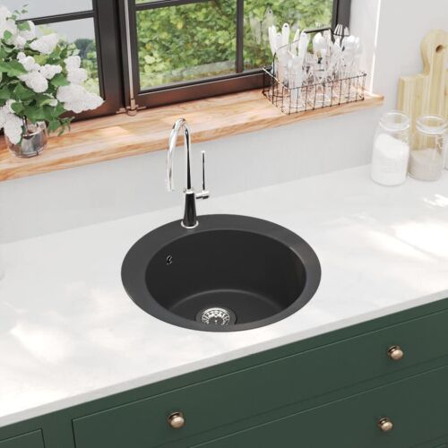 VidaXL Kerek Gránit Mosogató - Fekete - 50 cm 173897265 - Mosogatótálca