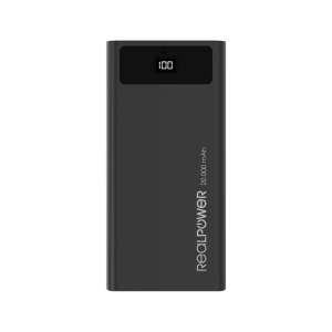 RealPower PB-20k PD Powerbank, 20000mAh, черен - Външна батерия и Powerbank