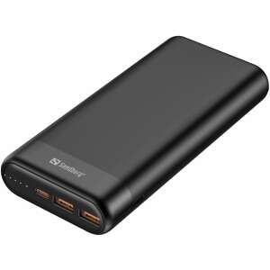 Sandberg 420-62 PD65W+2xQC3.0 Power Bank 20000mAh, schwarz, schräge Ansicht - Sandberg