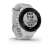 Garmin Forerunner 55 smartwatch, white, with a display showing the time and split pace of a run