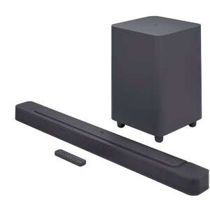 JBL Bar 500 Pro soundbar and subwoofer, black, front view - Audio