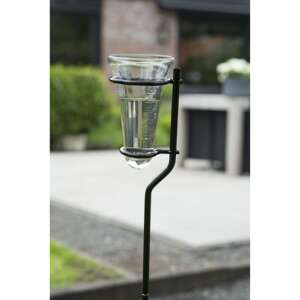Nature glass rain gauge with stand, 130 cm tall, black metal stand, clear glass, measures rainfall - Rain gauge