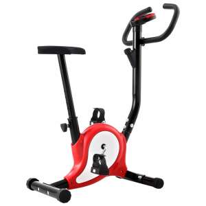 Red and black stationary exercise bike with adjustable seat and LCD display - Exercise Bike