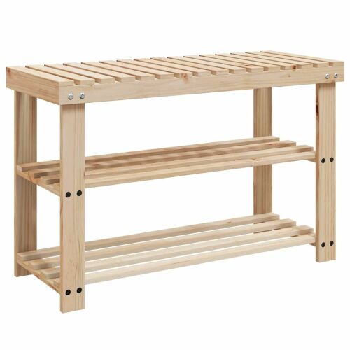 Tömör Fa Cipőpolc Ülőpaddal - 2 db - 70x29x45 cm 178299343 - Cipőtároló