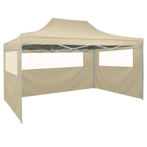 Összecsukható, felállítható sátor 4 oldalfallal 3 x 4,5 m krémfehér 62094689
