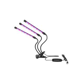 3-head plant grow light with adjustable gooseneck arms and clips, USB powered, 30W, for indoor plants - Grow Light