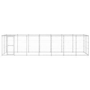 Horganyzott acél kutyakennel tetővel, 16,94 m² - Kutya kennel & Kifutó