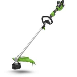 Greenworks 2108107-GW bezprzewodowa kosa, zielona, szerokość cięcia 40 cm, moc 48V, podwójny system akumulatorowy, szybkozłączna aluminiowa dzielona oś, silnik bezszczotkowy - Piła ukosowa i obrzynarka