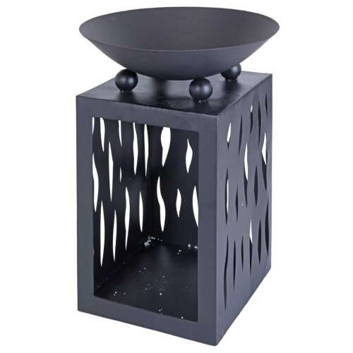 ProGarden fire pit with storage, 45 cm, black metal, modern design, outdoor fireplace