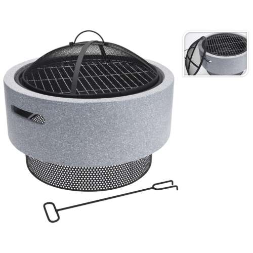 ProGarden light gray round fire pit with grill grate, 52 x 18.5 cm