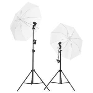 Kit de iluminare pentru studio foto cu două umbrele albe și standuri - Lumini de studio și reflectoare