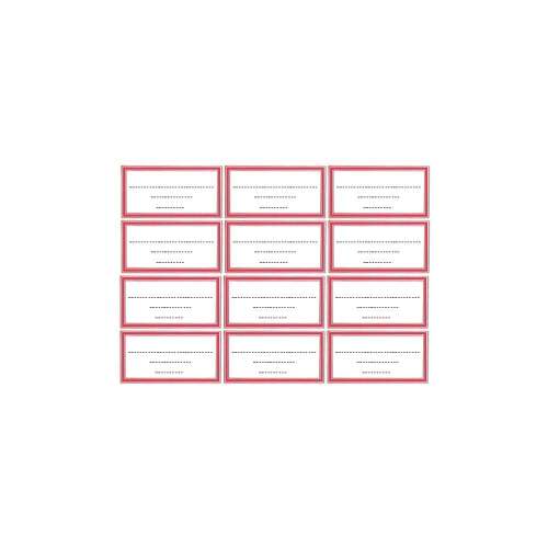 12 db-os ZÁTONYI öntapadós füzetcímke, 20 ív/csomag, piros szegéllyel