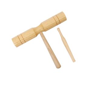 Handmade Two-Tone Wood Block with Mallet - 19.5 x 20 cm, percussion instrument - Toy Instrument
