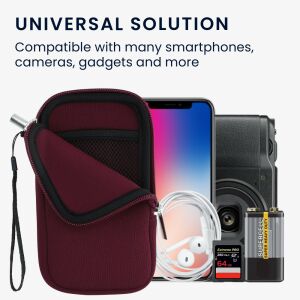 kwmobile Universal Neopren Handyhülle L - Burgunderrot, kompatibel mit Smartphones, Kameras und Gadgets - Handyhüllen