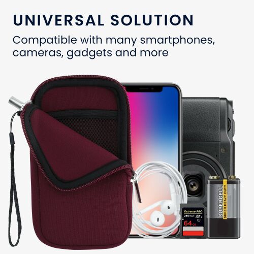 kwmobile Universal Neopren Handyhülle L - Burgunderrot, kompatibel mit Smartphones, Kameras und Gadgets