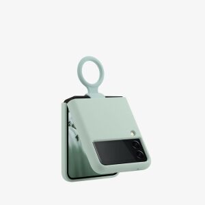 Kwmobile Samsung Galaxy Z Flip 3 green silicone case with ring holder - Phone Case