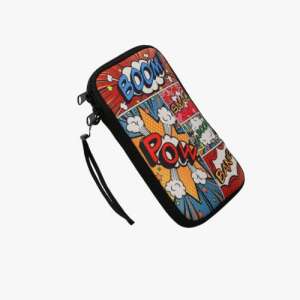 Kwmobile XXL 7 inch neoprene phone case with comic book design, black and colorful, for Samsung Galaxy A22 5G, A72, A80, F23, F42 5G, M23, M33, S20 Ultra, S21 Ultra and Xiaomi Mi 10T, 10T Pro - Phone Case